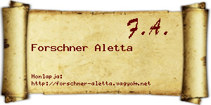 Forschner Aletta névjegykártya